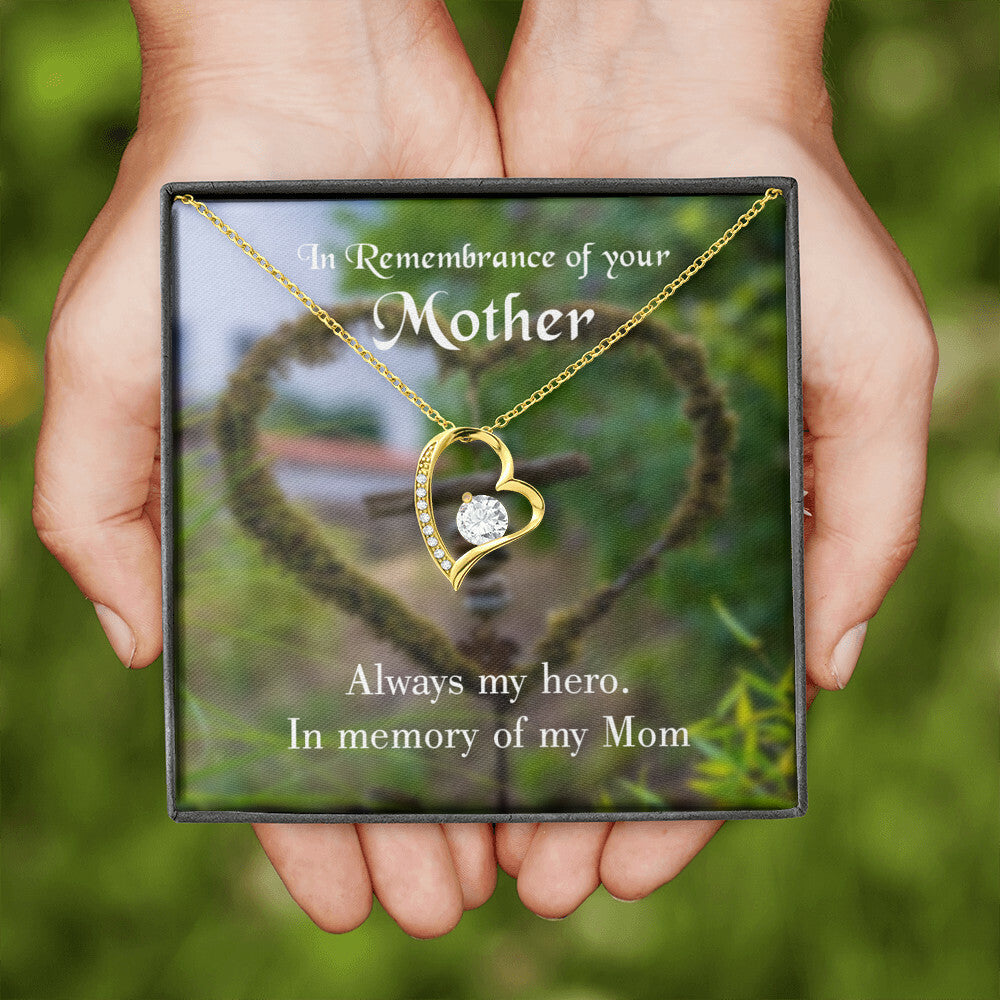 To Mom Remembrance Message Always my Hero Forever Necklace w Message Card-Express Your Love Gifts