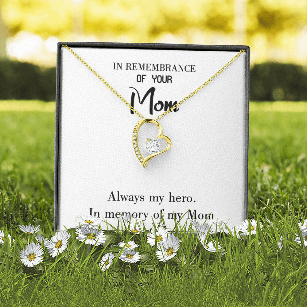 To Mom Remembrance Message Always my Hero White Forever Necklace w Message Card-Express Your Love Gifts