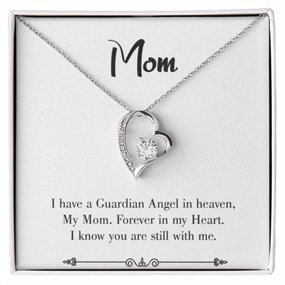 To Mom Remembrance Message Forever in My Heart White Forever Necklace w Message Card-Express Your Love Gifts