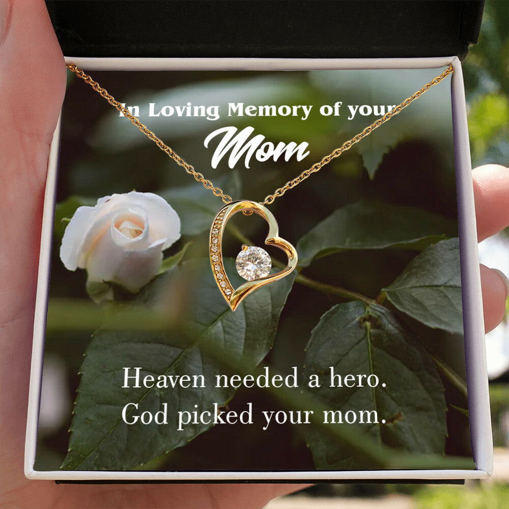 To Mom Remembrance Message God Picked Mom Forever Necklace w Message Card-Express Your Love Gifts