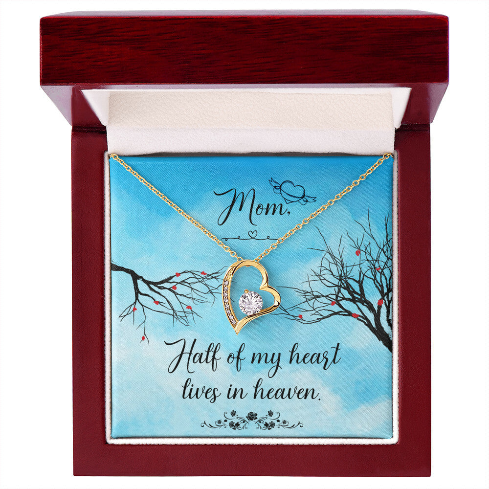 To Mom Remembrance Message Half of My Heart Forever Necklace w Message Card-Express Your Love Gifts