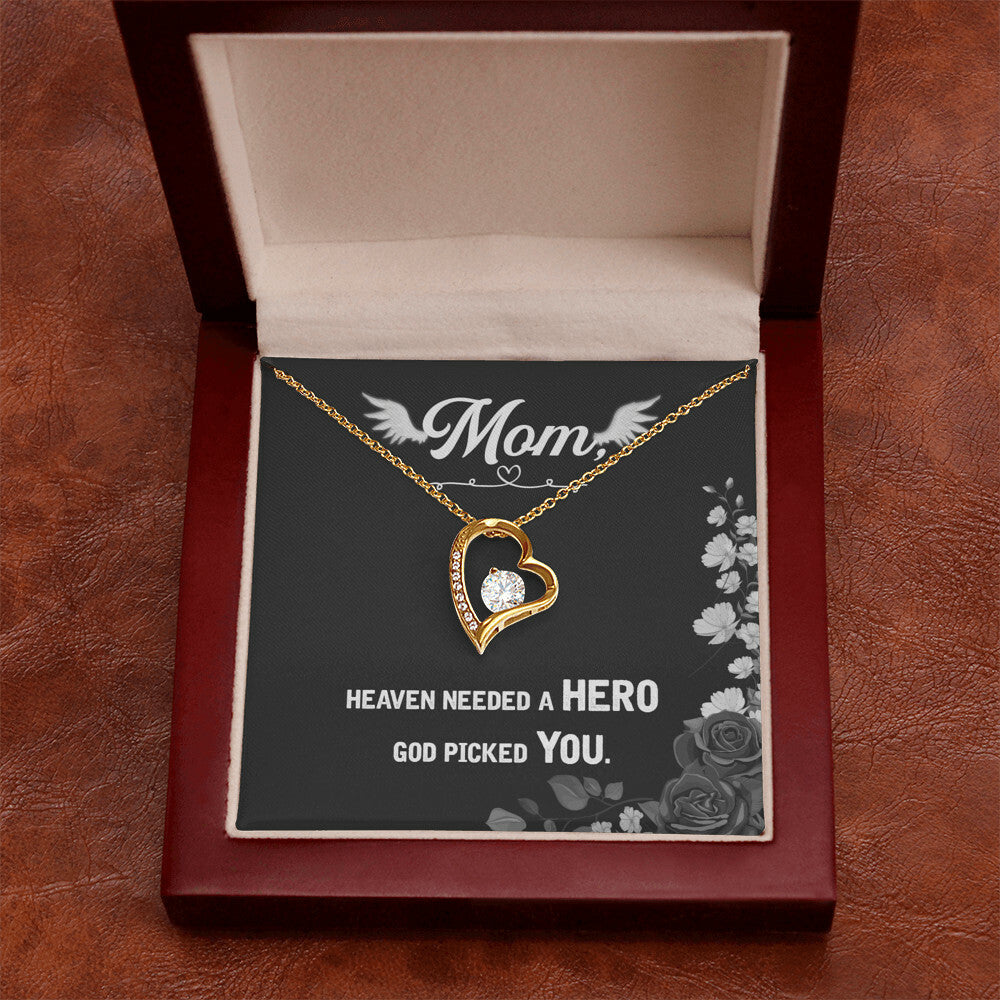 To Mom Remembrance Message Heaven Needed a Hero Forever Necklace w Message Card-Express Your Love Gifts