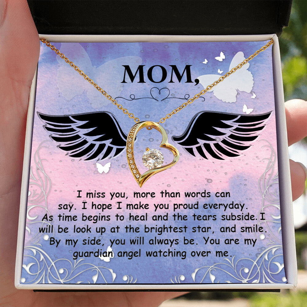 To Mom Remembrance Message I Miss You More Forever Necklace w Message Card-Express Your Love Gifts