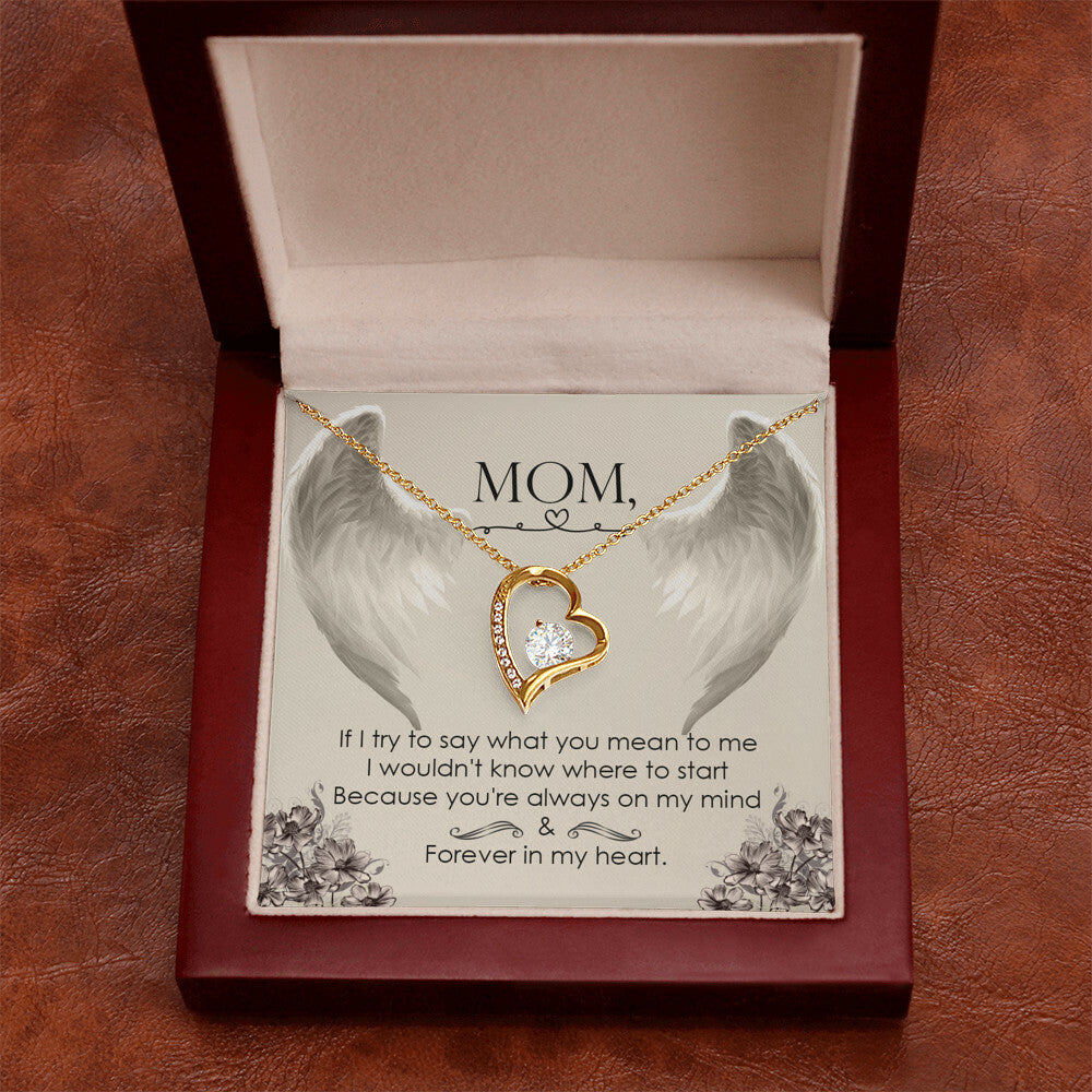 To Mom Remembrance Message If I try to say Forever Necklace w Message Card-Express Your Love Gifts