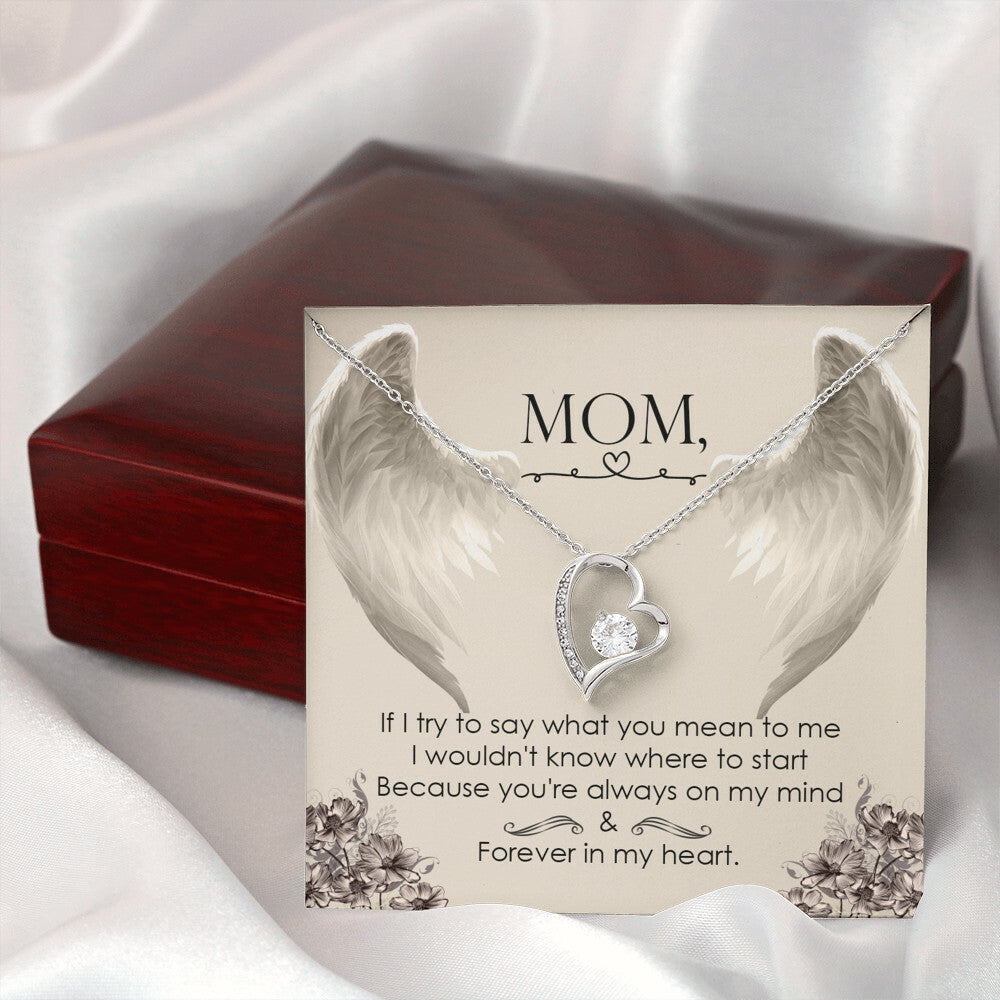 To Mom Remembrance Message If I try to say Forever Necklace w Message Card-Express Your Love Gifts