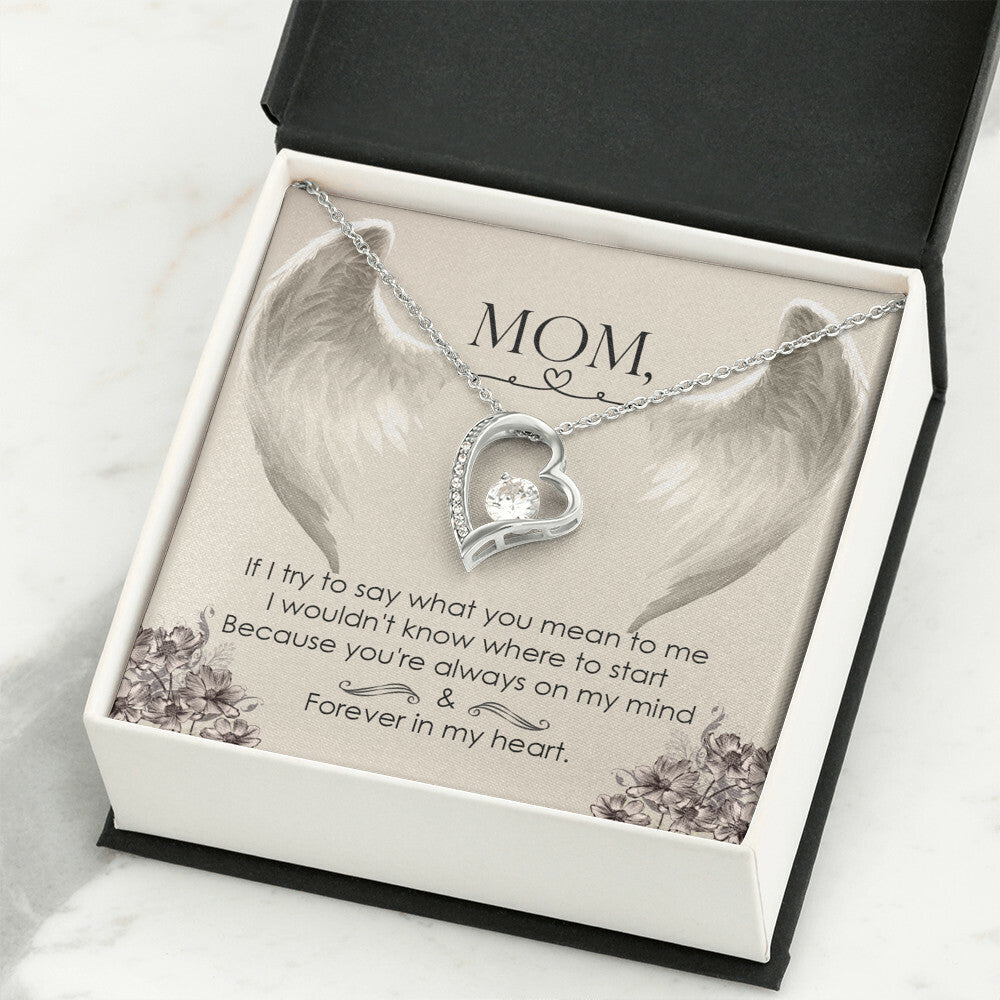 To Mom Remembrance Message If I try to say Forever Necklace w Message Card-Express Your Love Gifts