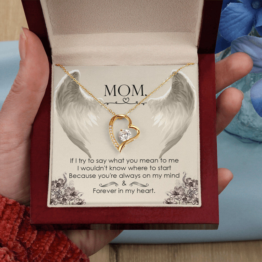 To Mom Remembrance Message If I try to say Forever Necklace w Message Card-Express Your Love Gifts