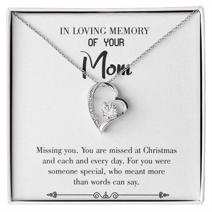 To Mom Remembrance Message Missing You White Forever Necklace w Message Card-Express Your Love Gifts