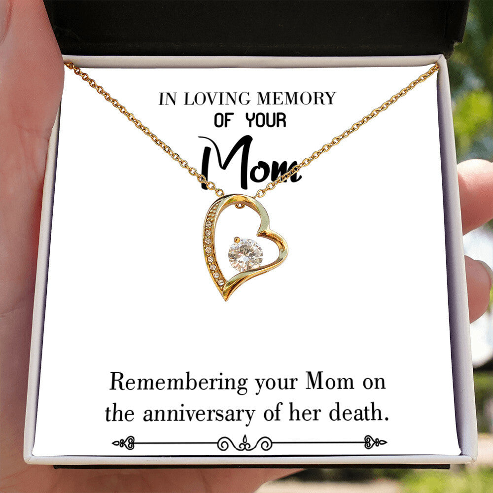 To Mom Remembrance Message Mom Death Anniversary White Forever Necklace w Message Card-Express Your Love Gifts