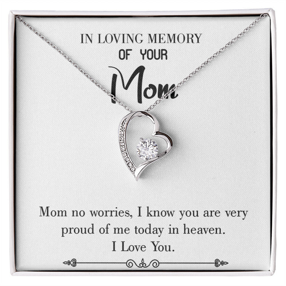To Mom Remembrance Message Mom no Worries White Forever Necklace w Message Card-Express Your Love Gifts