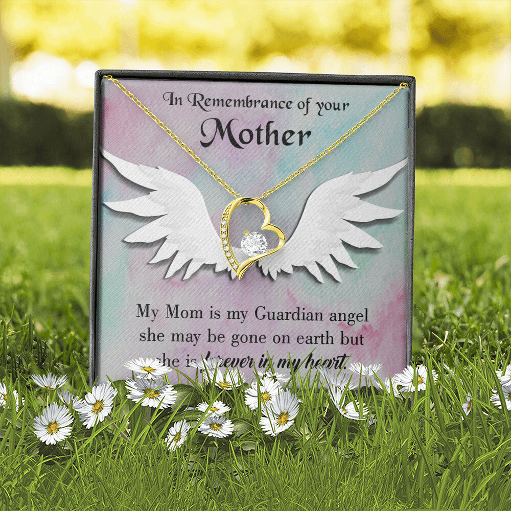 To Mom Remembrance Message Mommy Guardian Angel Forever Necklace w Message Card-Express Your Love Gifts