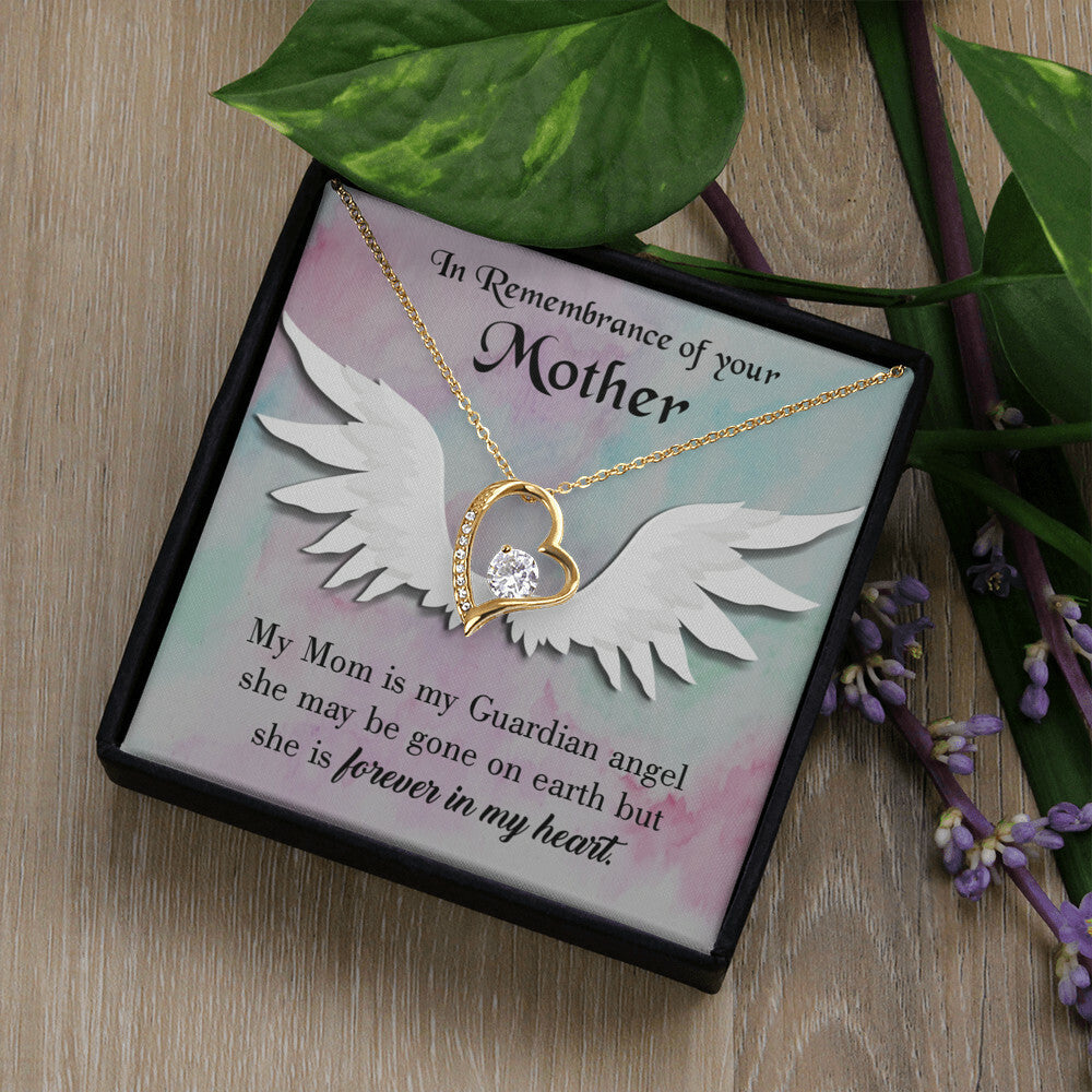 To Mom Remembrance Message Mommy Guardian Angel Forever Necklace w Message Card-Express Your Love Gifts