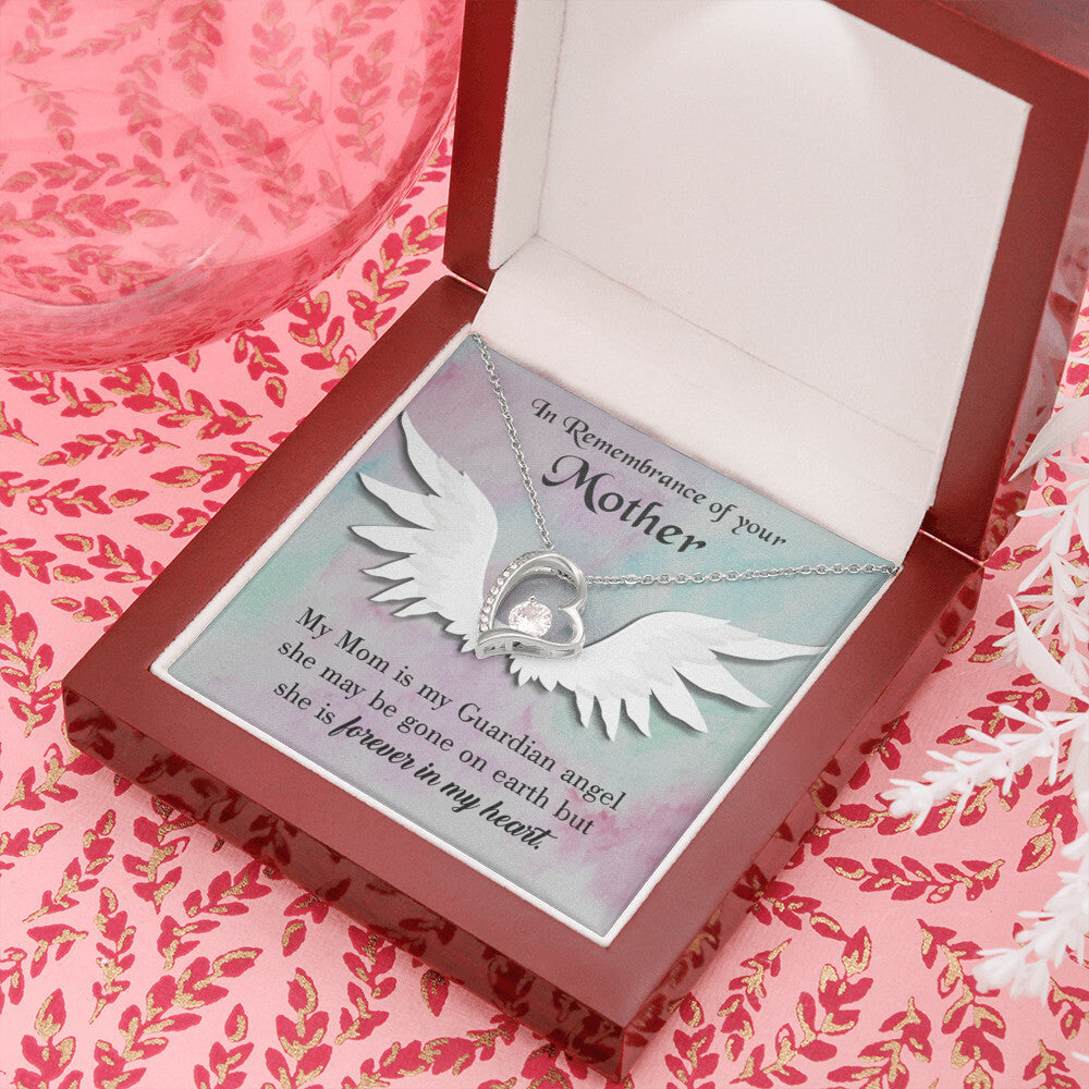 To Mom Remembrance Message Mommy Guardian Angel Forever Necklace w Message Card-Express Your Love Gifts