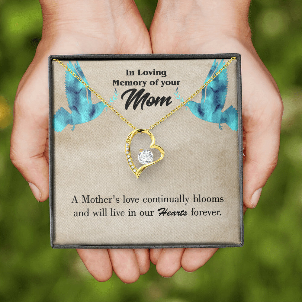 To Mom Remembrance Message Mother's Love Blooms Forever Necklace w Message Card-Express Your Love Gifts