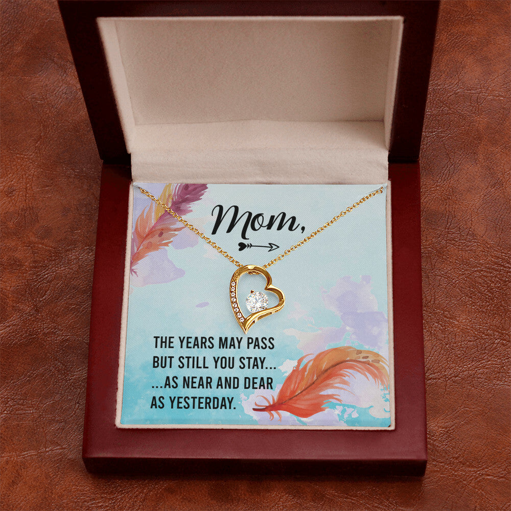 To Mom Remembrance Message The Years May Pass Forever Necklace w Message Card-Express Your Love Gifts