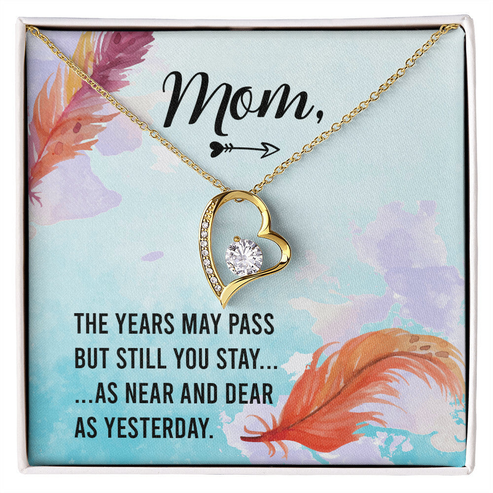 To Mom Remembrance Message The Years May Pass Forever Necklace w Message Card-Express Your Love Gifts