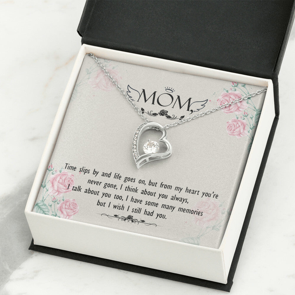 To Mom Remembrance Message Time Slips By Forever Necklace w Message Card-Express Your Love Gifts