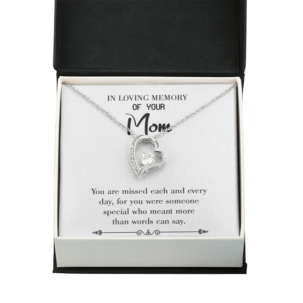 To Mom Remembrance Message You are Missed White Forever Necklace w Message Card-Express Your Love Gifts