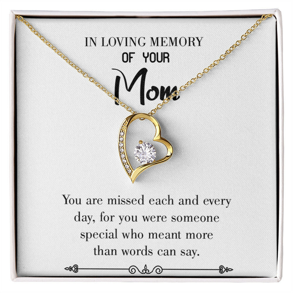 To Mom Remembrance Message You are Missed White Forever Necklace w Message Card-Express Your Love Gifts