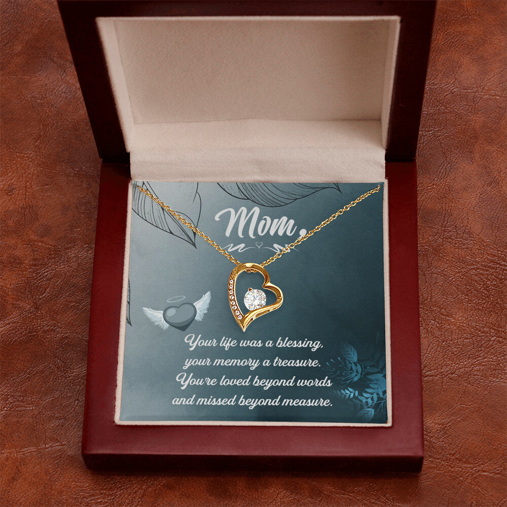 To Mom Remembrance Message Your Life Was a Forever Necklace w Message Card-Express Your Love Gifts