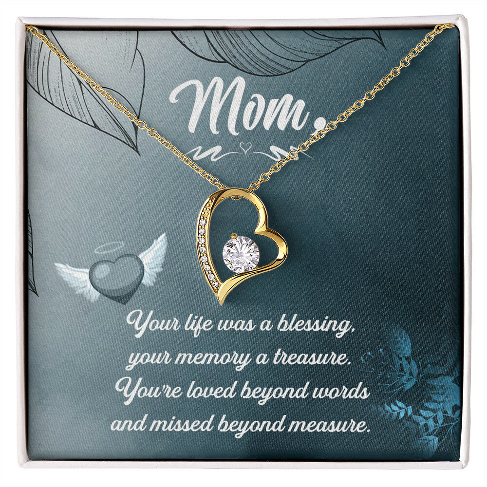 To Mom Remembrance Message Your Life Was a Forever Necklace w Message Card-Express Your Love Gifts