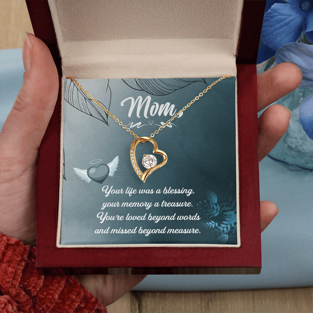 To Mom Remembrance Message Your Life Was a Forever Necklace w Message Card-Express Your Love Gifts
