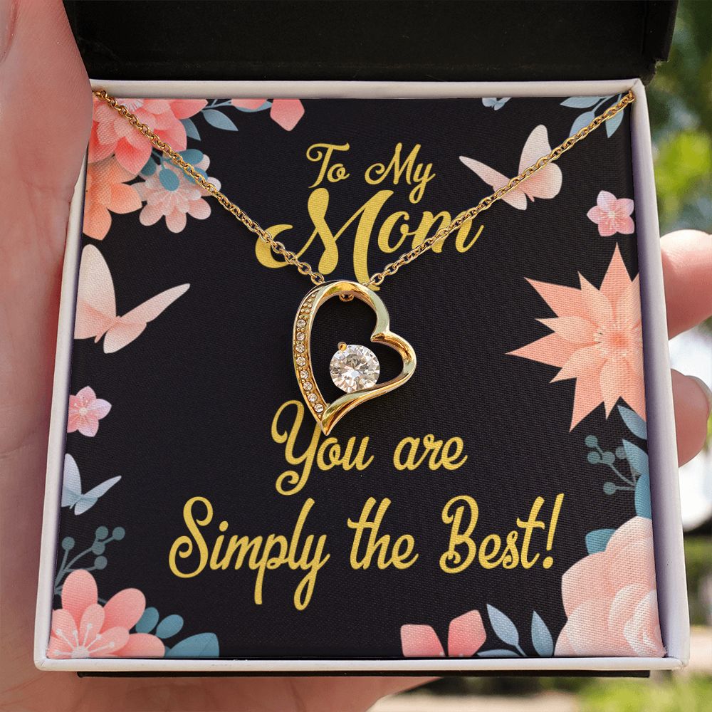 To Mom Simply the Best Forever Necklace w Message Card-Express Your Love Gifts
