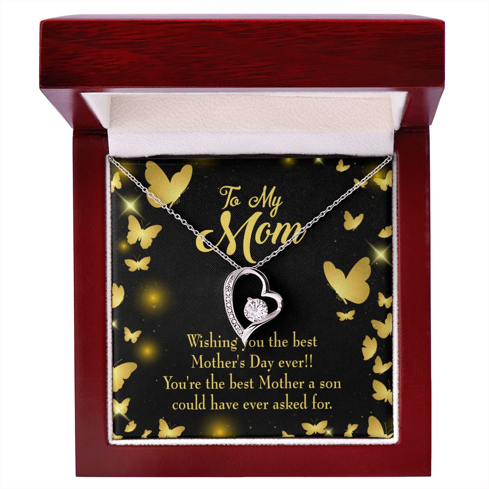 To Mom Son Mother Forever Necklace w Message Card-Express Your Love Gifts