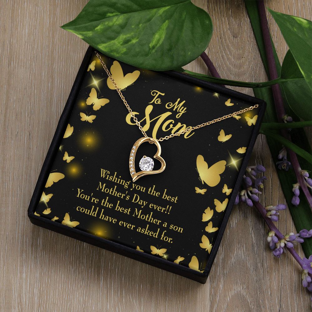 To Mom Son Mother Forever Necklace w Message Card-Express Your Love Gifts