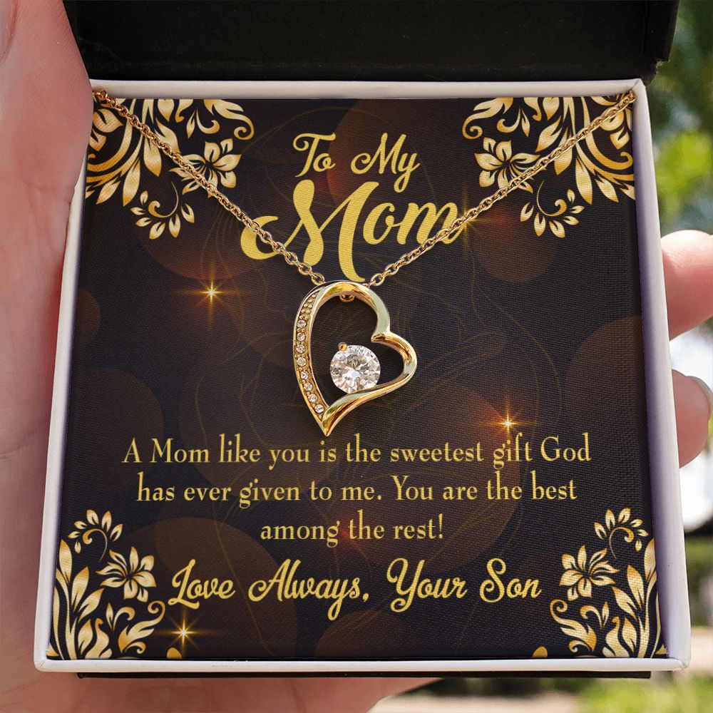 To Mom Son to Mother Forever Necklace w Message Card-Express Your Love Gifts
