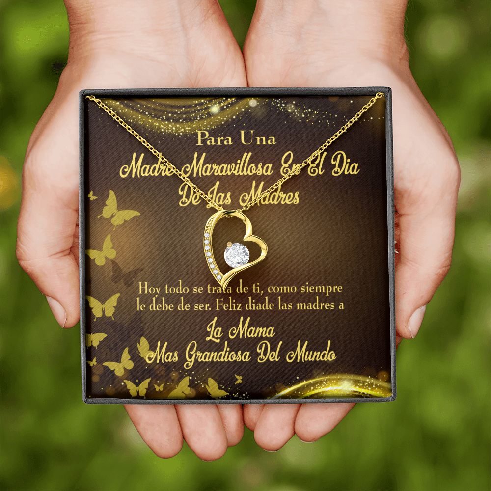 To Mom Spanish Mama Forever Necklace w Message Card-Express Your Love Gifts