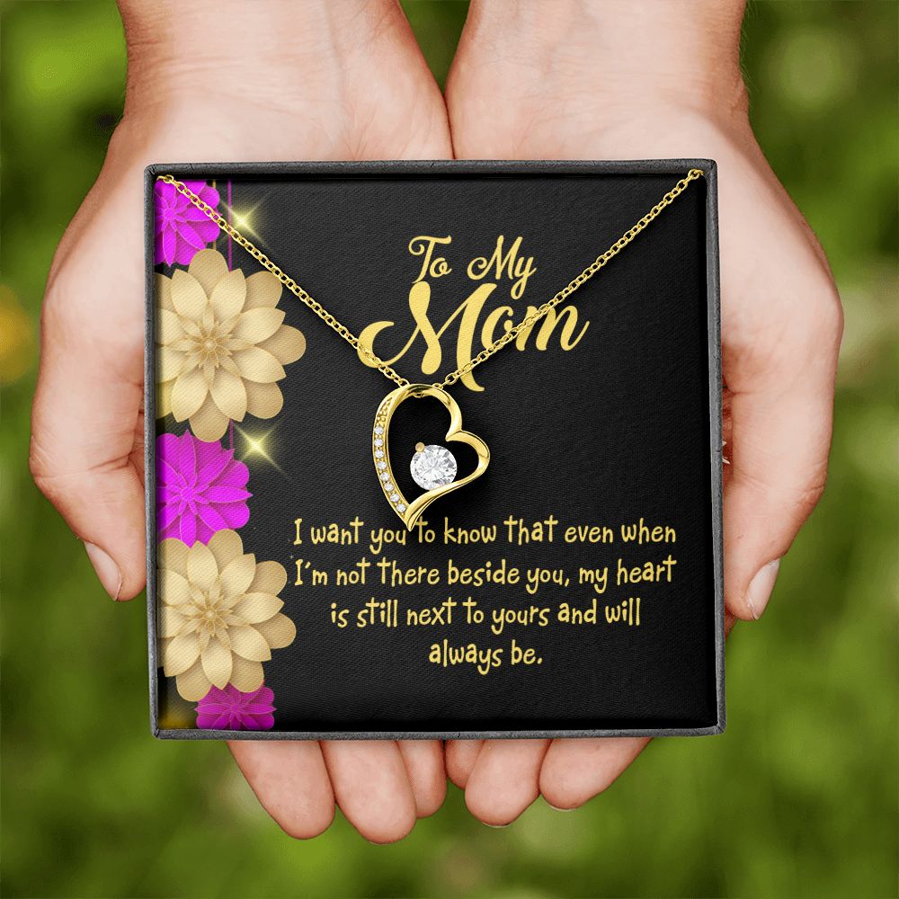 To Mom There Beside You Forever Necklace w Message Card-Express Your Love Gifts