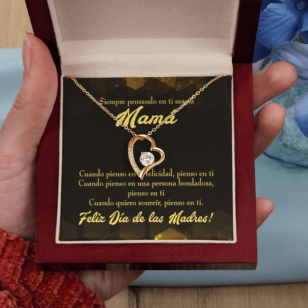To Mom Thinking of You Spanish Forever Necklace w Message Card-Express Your Love Gifts
