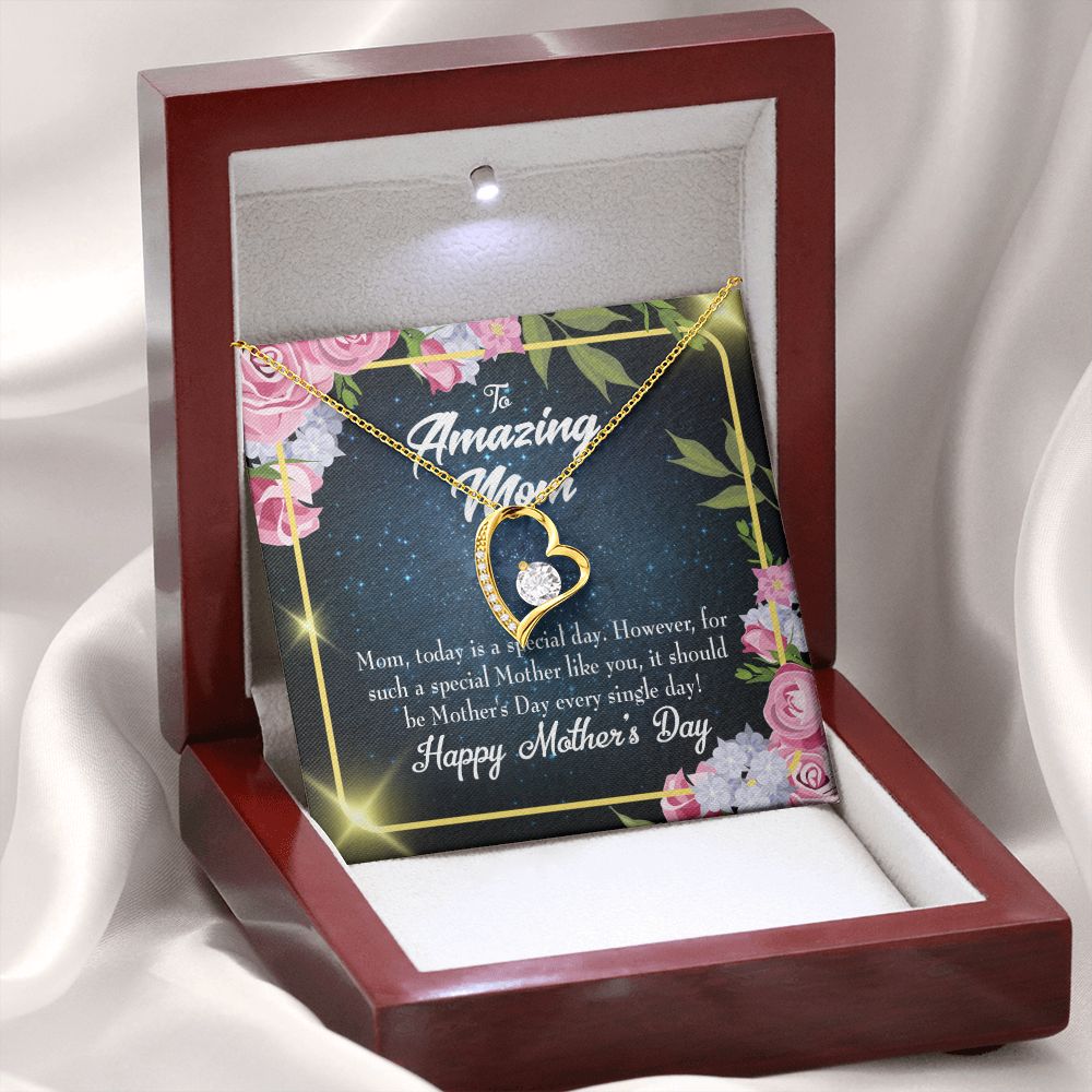 To Mom Today Special Day Forever Necklace w Message Card-Express Your Love Gifts