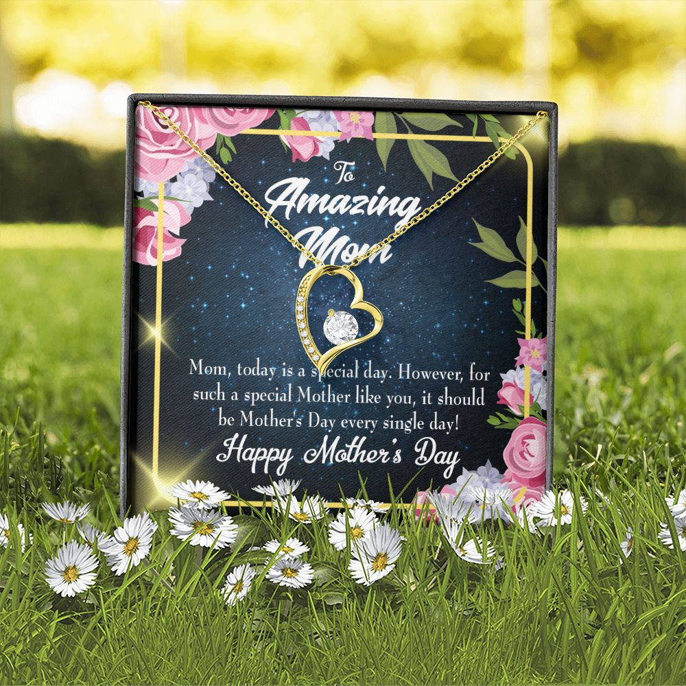 To Mom Today Special Day Forever Necklace w Message Card-Express Your Love Gifts