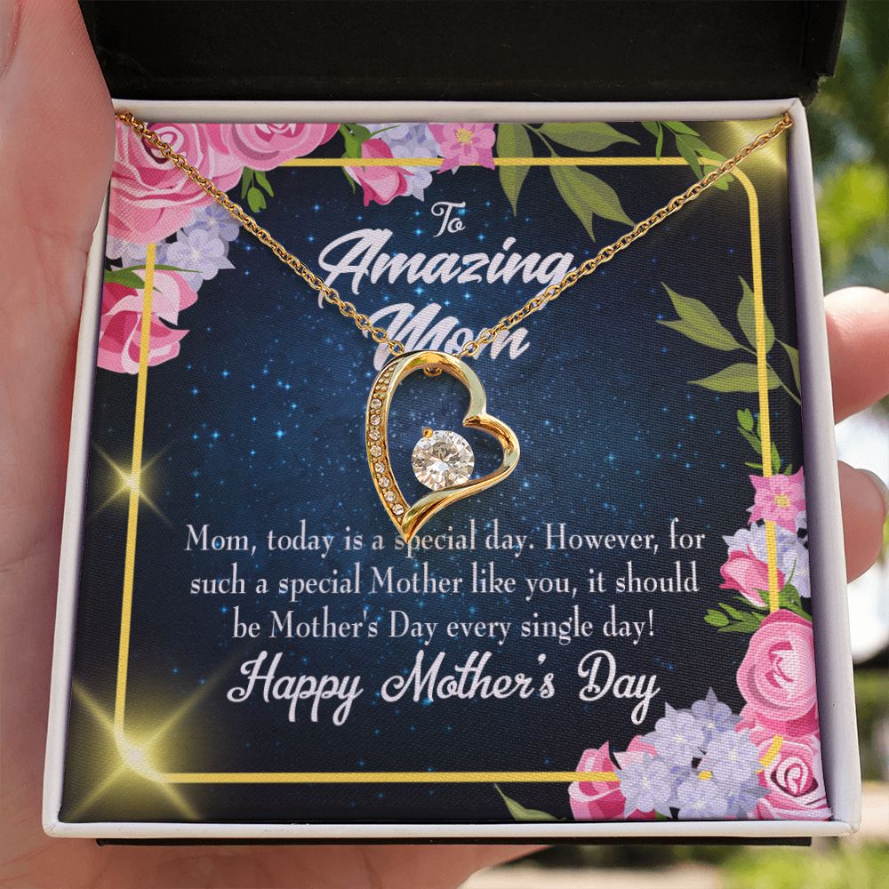 To Mom Today Special Day Forever Necklace w Message Card-Express Your Love Gifts