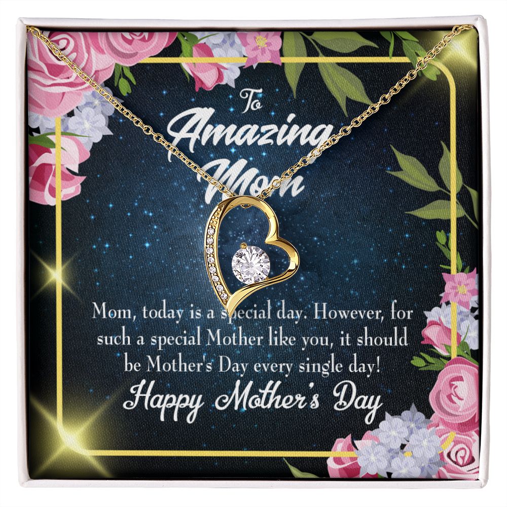 To Mom Today Special Day Forever Necklace w Message Card-Express Your Love Gifts