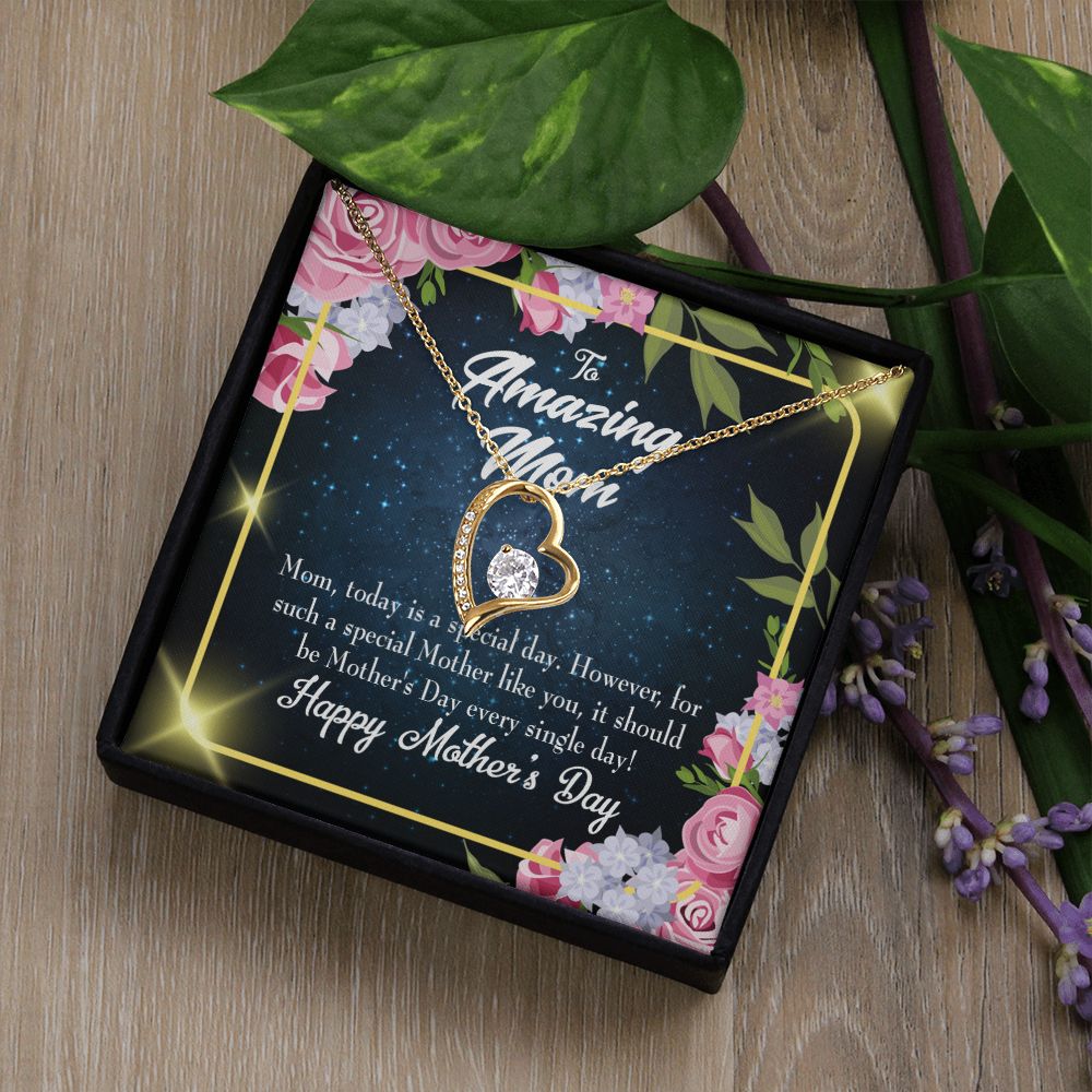 To Mom Today Special Day Forever Necklace w Message Card-Express Your Love Gifts