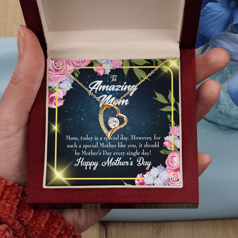 To Mom Today Special Day Forever Necklace w Message Card-Express Your Love Gifts