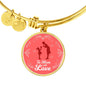 To Mom With Love Circle Pendant Bangle Stainless Steel or 18k Gold 18-22"-Express Your Love Gifts