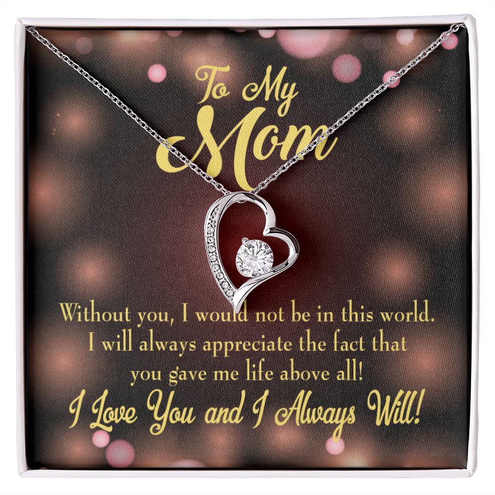 To Mom Without You Forever Necklace w Message Card-Express Your Love Gifts