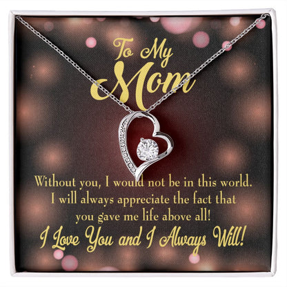To Mom Without You Forever Necklace w Message Card-Express Your Love Gifts