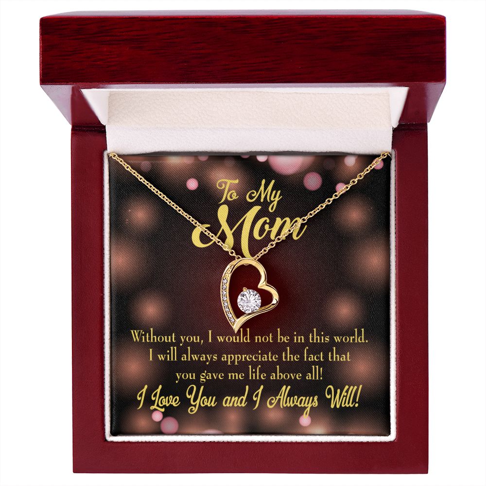 To Mom Without You Forever Necklace w Message Card-Express Your Love Gifts