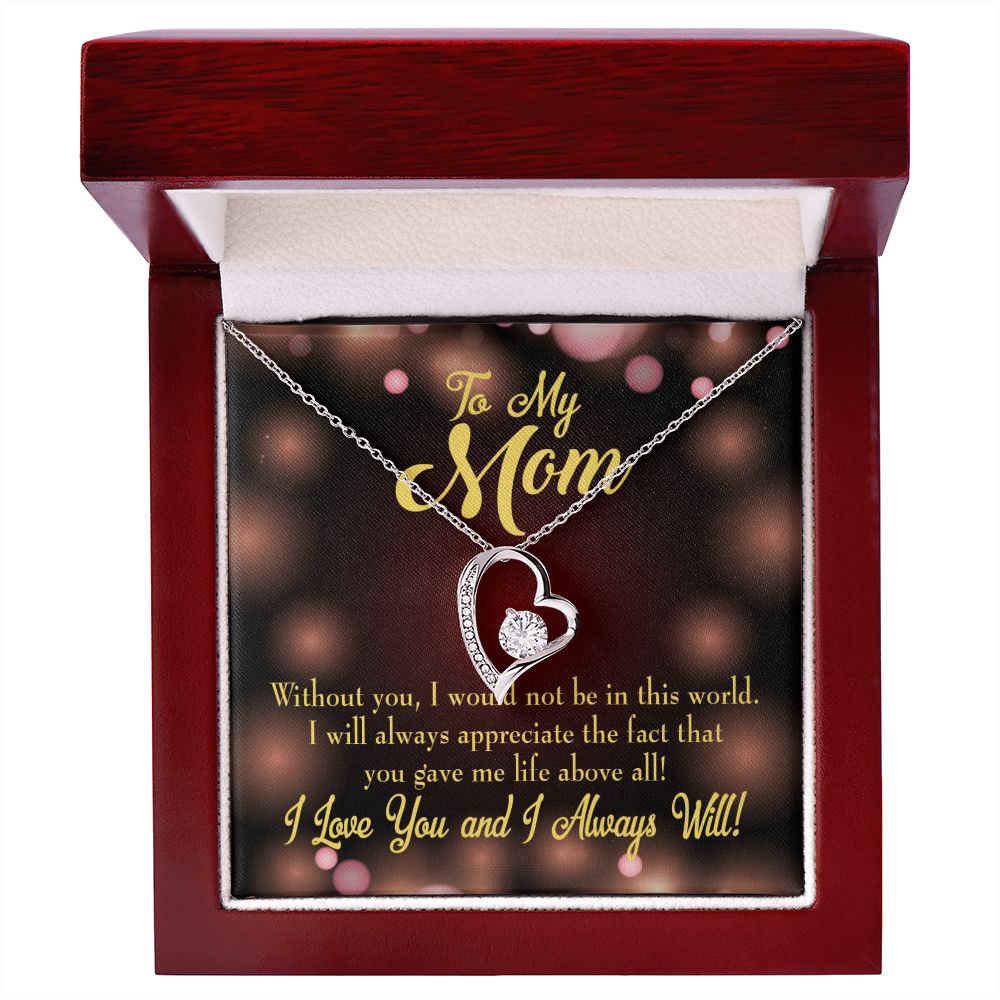 To Mom Without You Forever Necklace w Message Card-Express Your Love Gifts