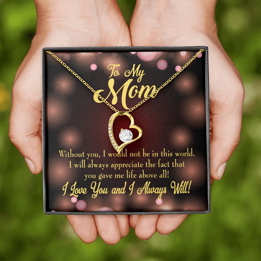 To Mom Without You Forever Necklace w Message Card-Express Your Love Gifts