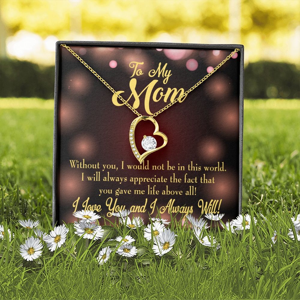 To Mom Without You Forever Necklace w Message Card-Express Your Love Gifts