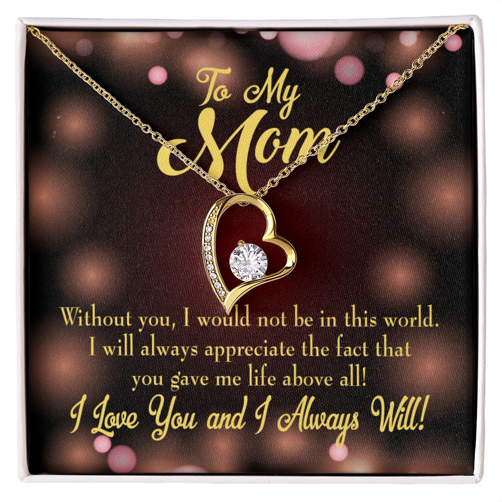 To Mom Without You Forever Necklace w Message Card-Express Your Love Gifts