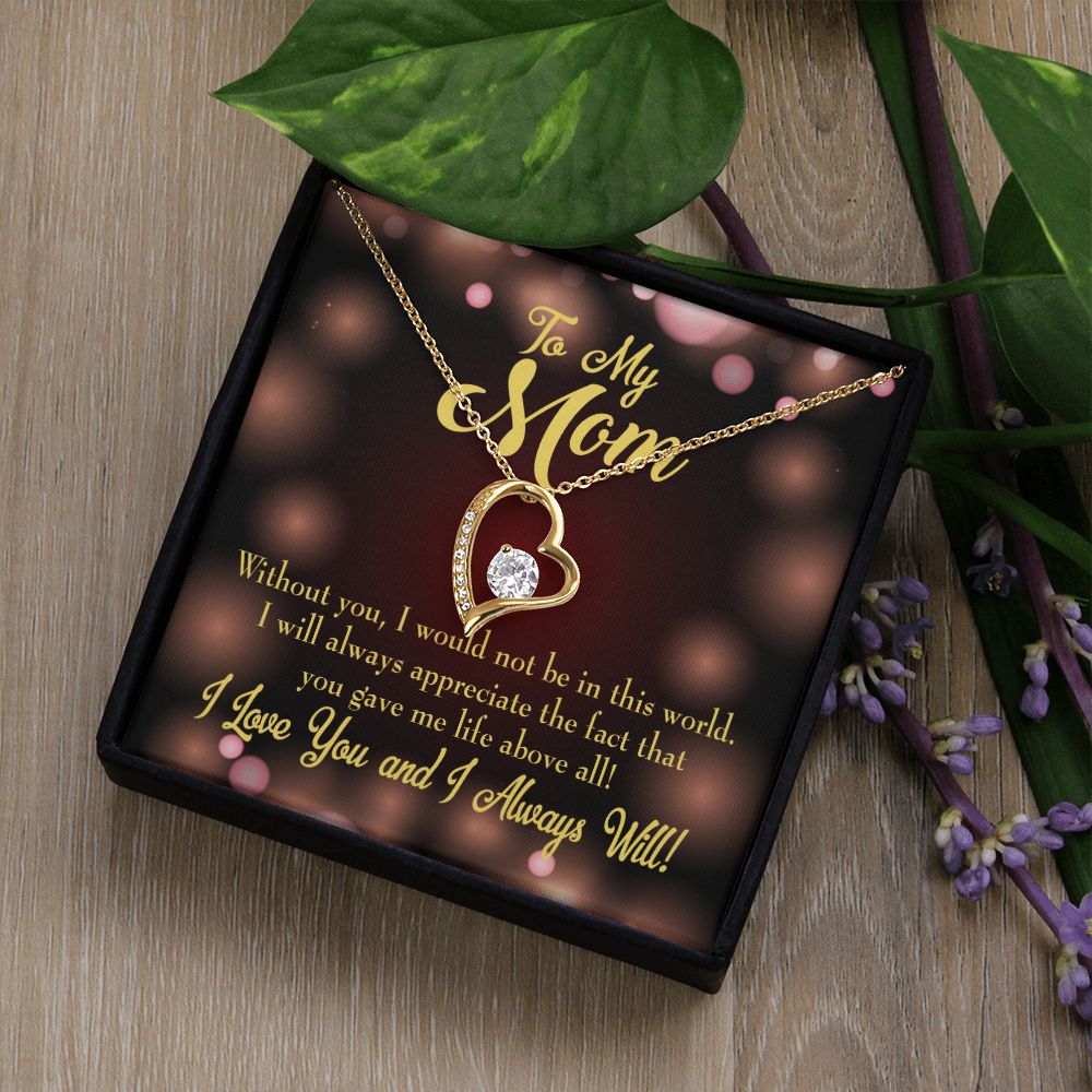 To Mom Without You Forever Necklace w Message Card-Express Your Love Gifts