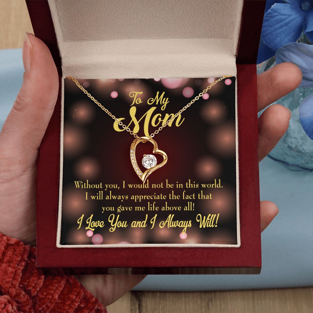 To Mom Without You Forever Necklace w Message Card-Express Your Love Gifts