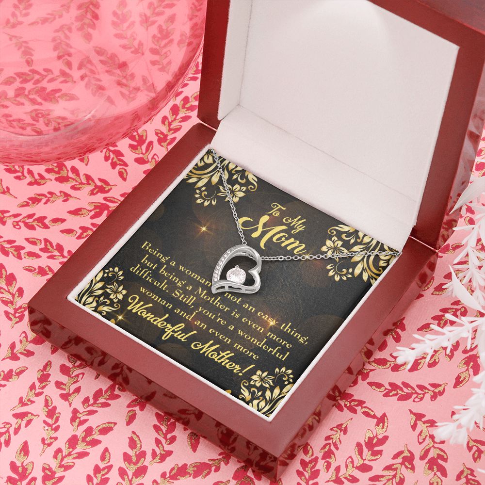 To Mom Wonderful Woman Mother Forever Necklace w Message Card-Express Your Love Gifts